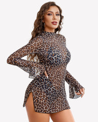 Mesh Bell Sleeves Bodycon Dress