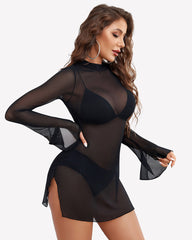 Mesh Bell Sleeves Bodycon Dress