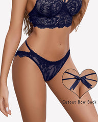 Cute Bow Back Hollow Out Low Rise Panty