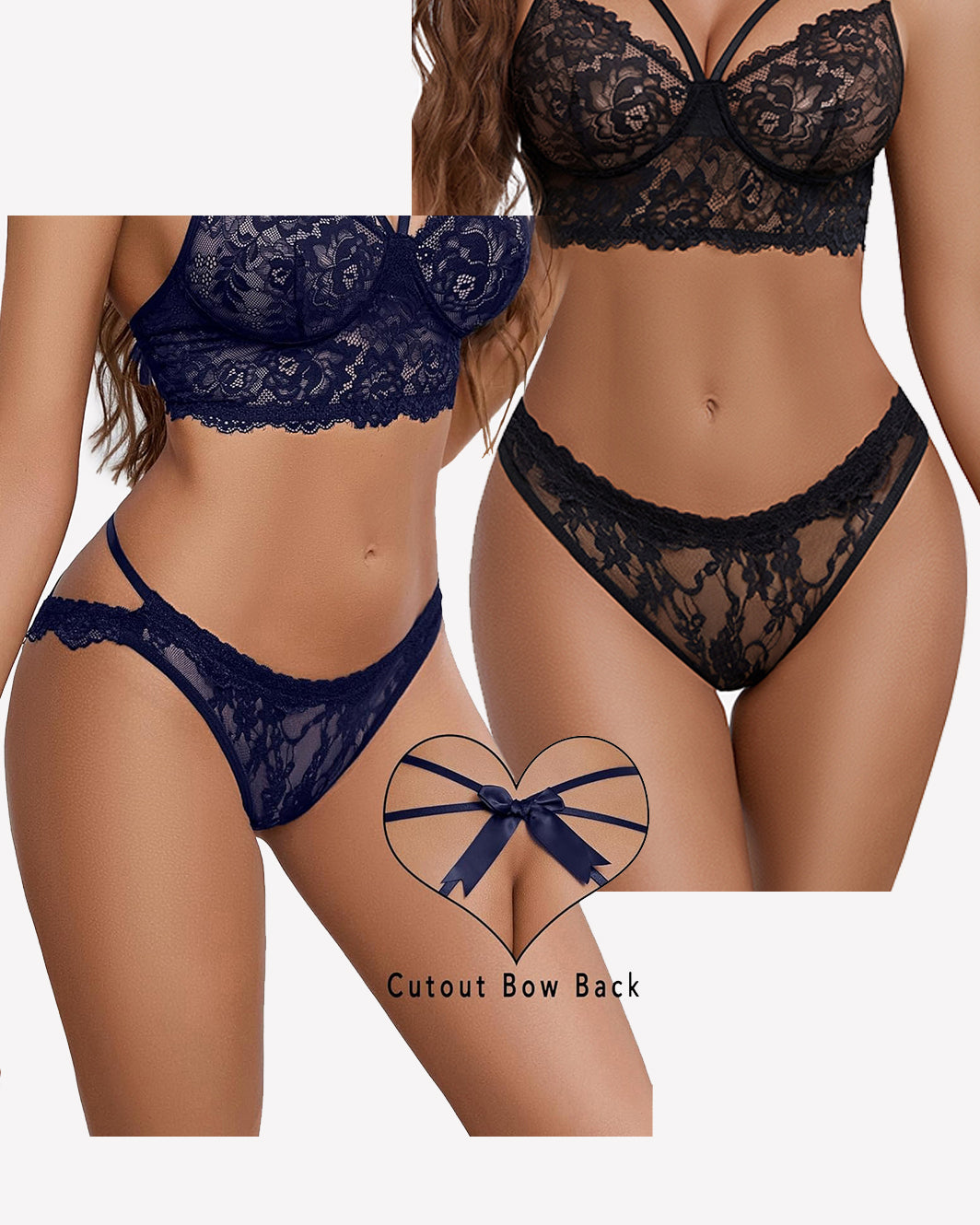 Cute Bow Back Hollow Out Low Rise Panty