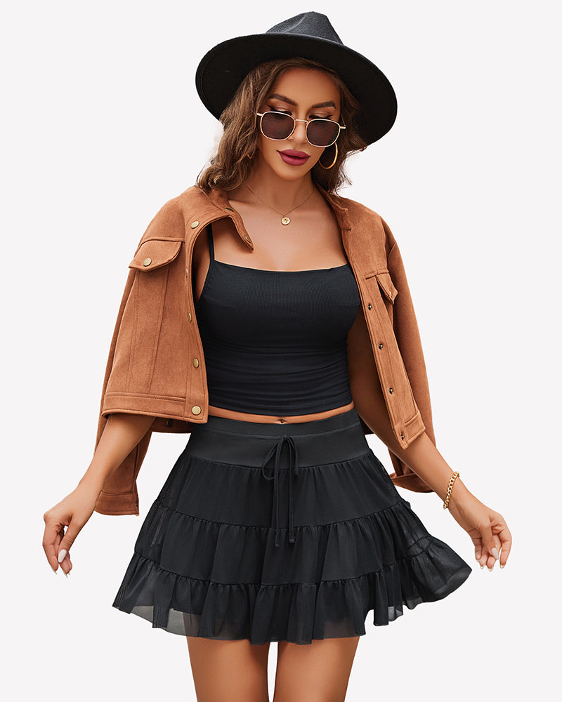 Mini Skirt Pleated Ruffle Y2k Skirts