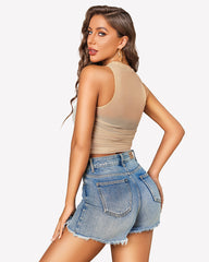 Sheer High Neck Tank Tops