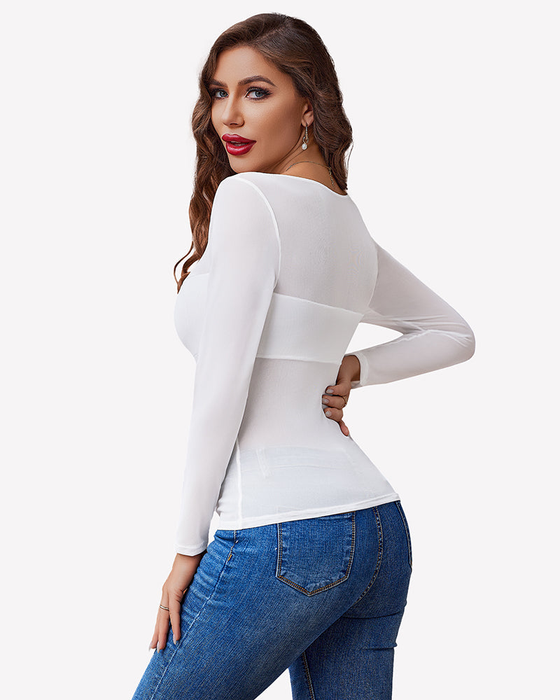Mesh FLong Sleeve Tops