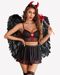 Contrast Mesh Maid Costume Set(3pack)