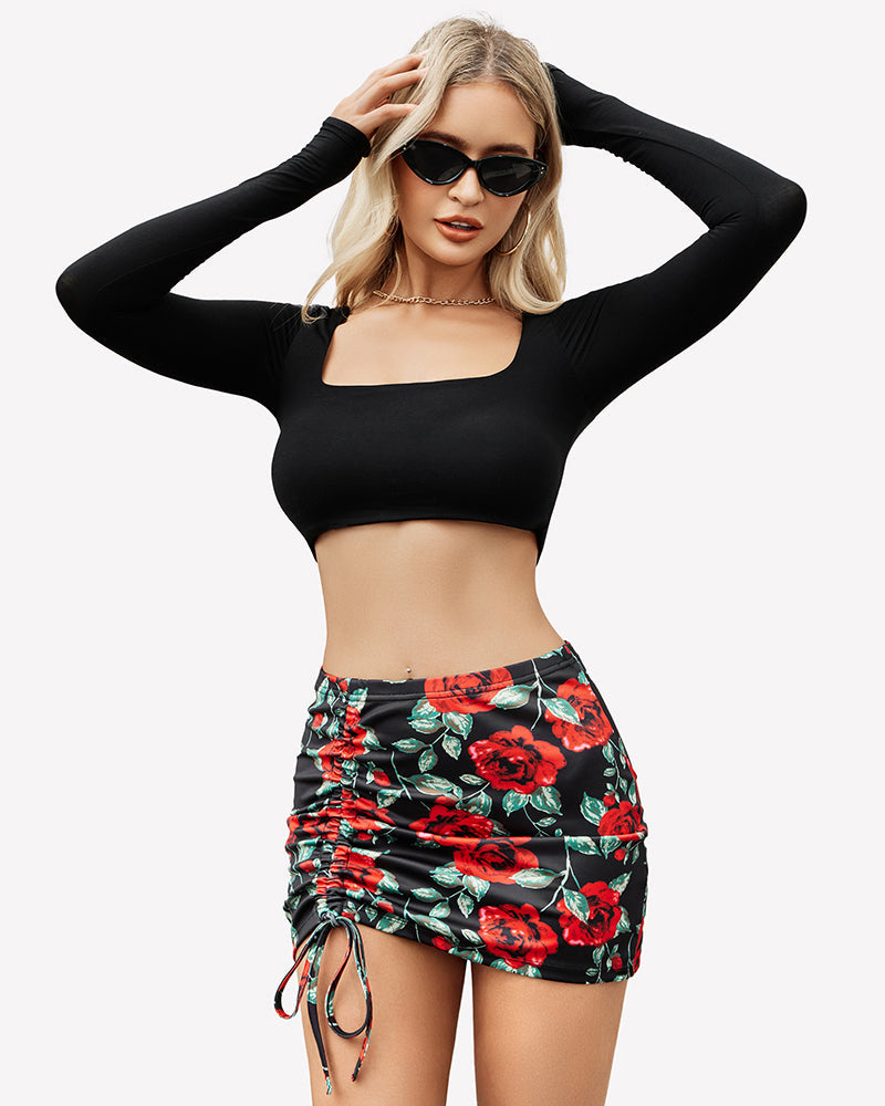 Mini Skirts Adjust Ruched Short Skirt