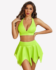 Leather 2 Piece Set Crop Top and Skirt