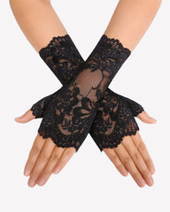 Short Lace Gloves Fingerless Bridal Wrist Glove