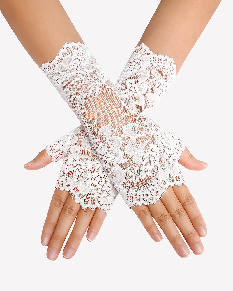 Short Lace Gloves Fingerless Bridal Wrist Glove