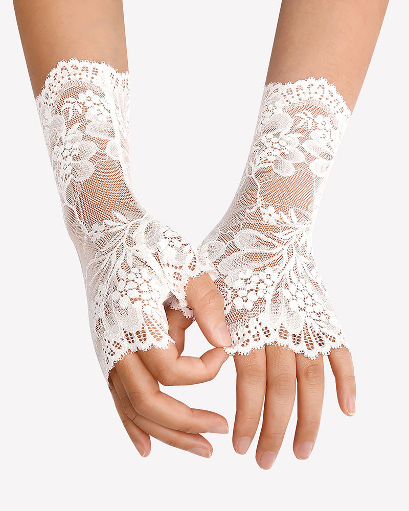 Short Lace Gloves Fingerless Bridal Wrist Glove