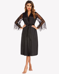 FLong Sleeves Lace Kimono Robe