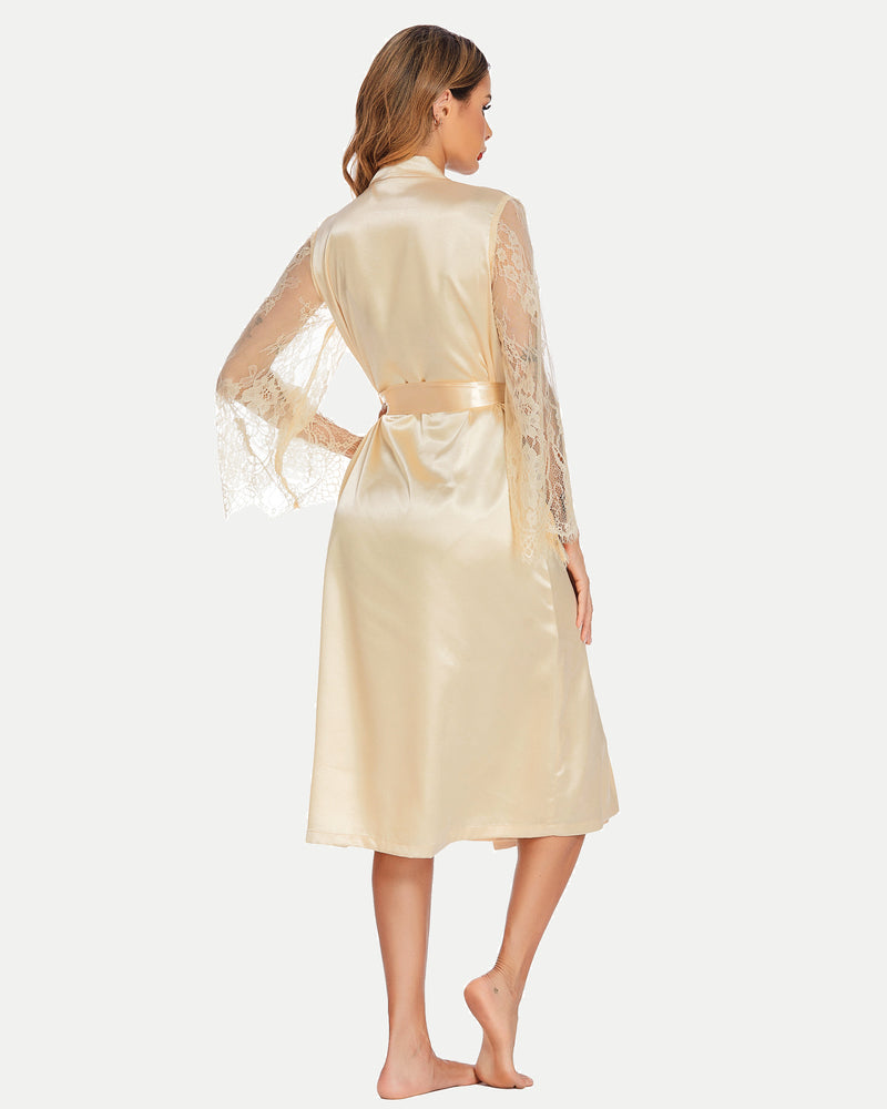 FLong Sleeves Lace Kimono Robe