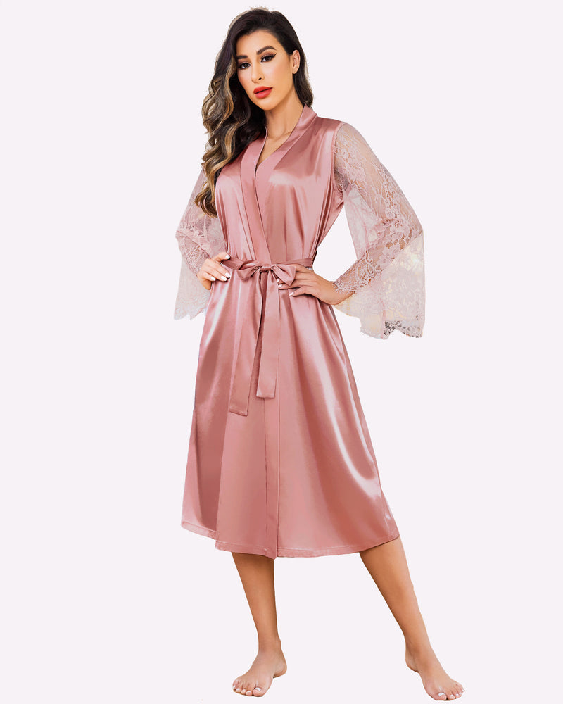 FLong Sleeves Lace Kimono Robe
