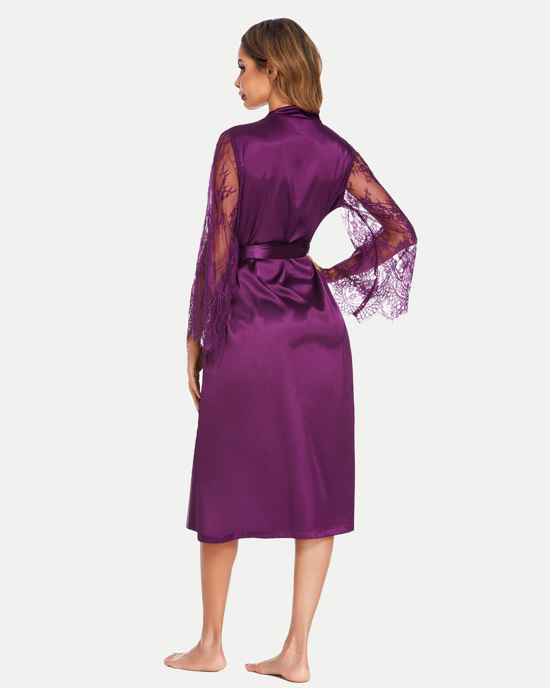 FLong Sleeves Lace Kimono Robe