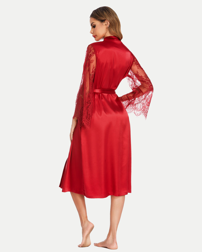 FLong Sleeves Lace Kimono Robe