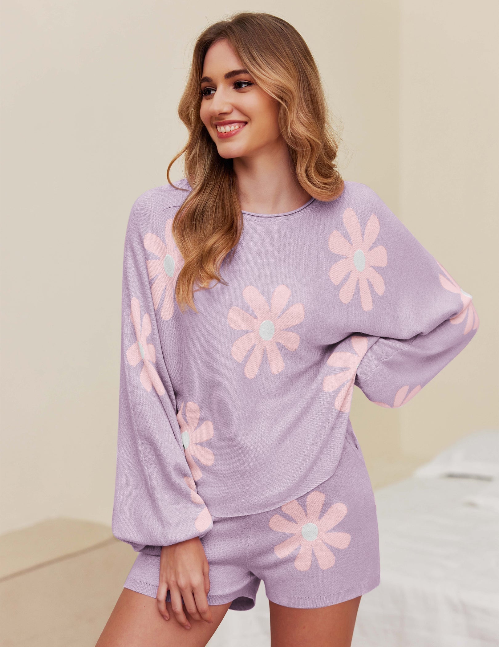 Ekouaer Pajamas Set Soft Knit Lounge Sets (US Only)