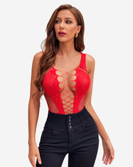 Mesh Fishnet Rhinestone Bodysuit