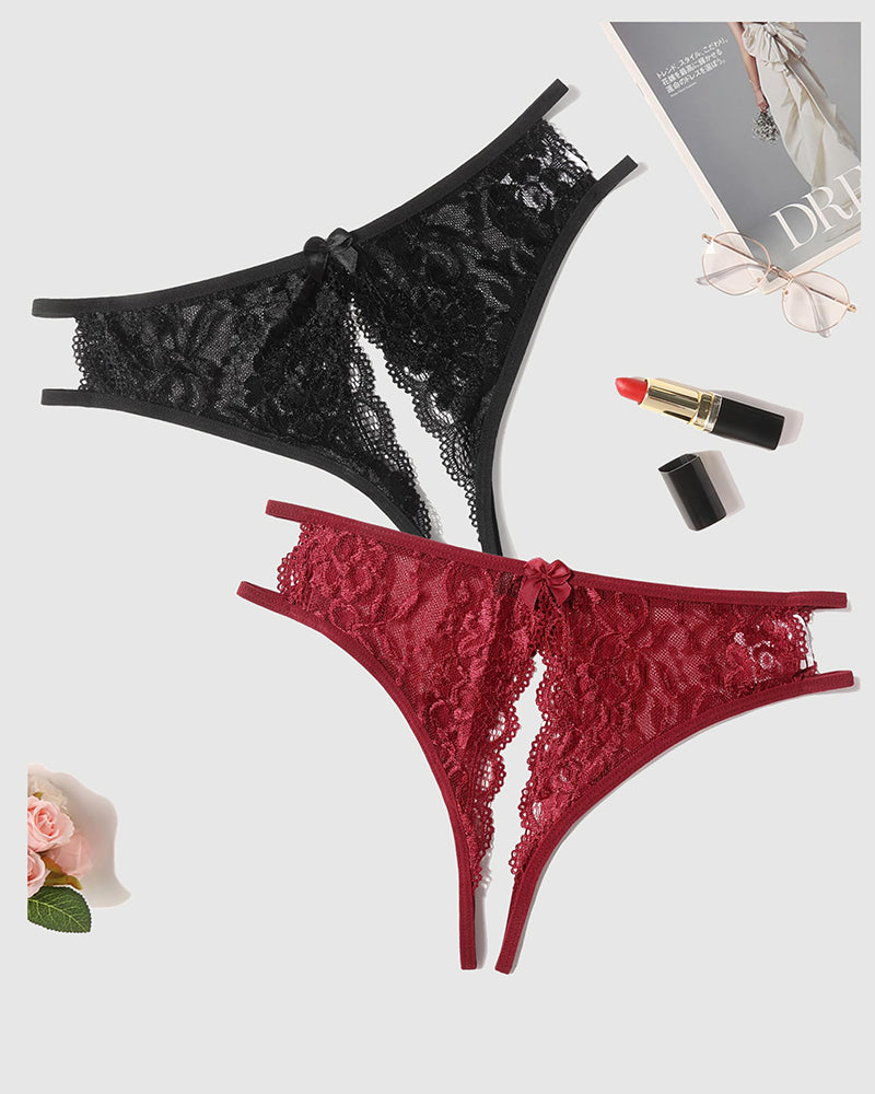 Lace Panties FLace Briefs with Bow