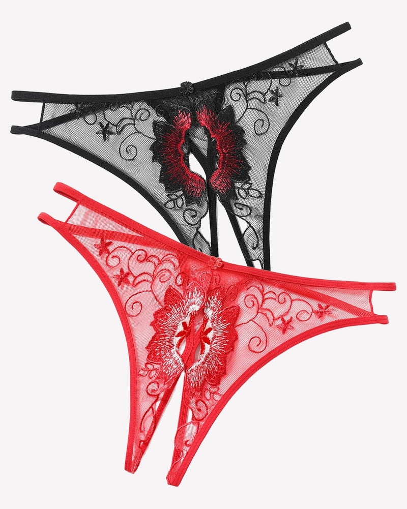 FBriefs Embroidered Thongs Panties