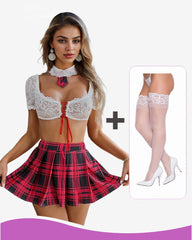 Plaid Scholastic Skirt Maid Lingerie Set
