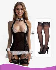 Mesh Lace Garter Maid Dress Set