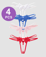 Pearl Lingerie Lace Open Panties G-String