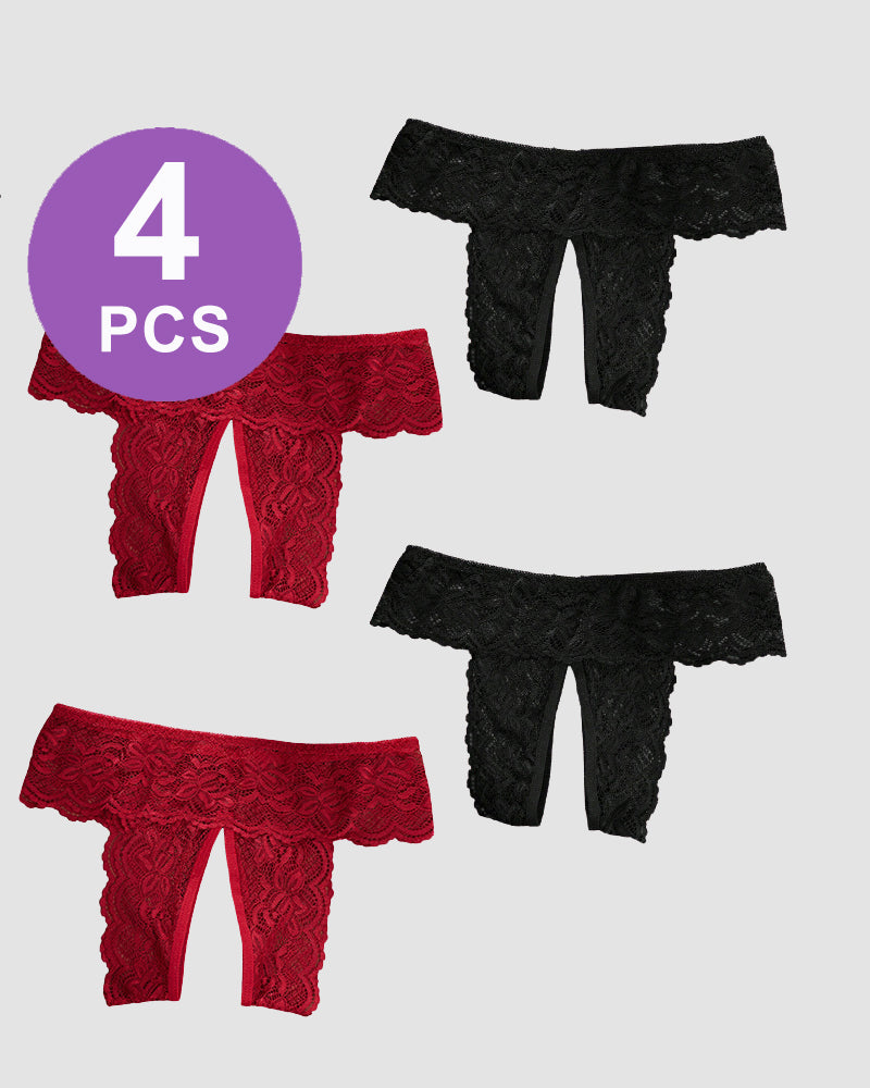 Plus Size Open Crotch Lace Panties