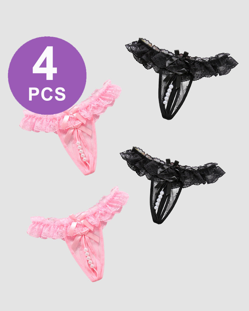Beaded Lace Crotchless Panty
