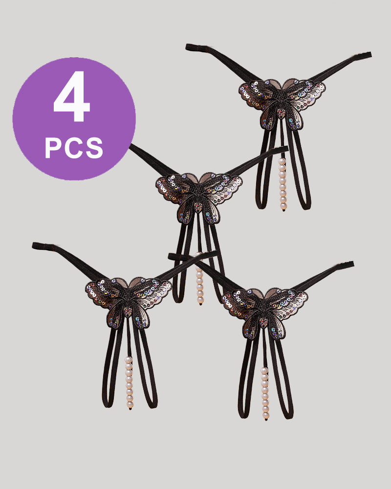 Pearl Sequined Mesh Low Rise Panty Set