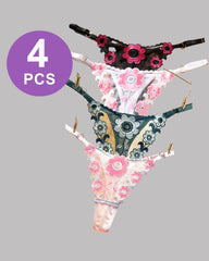 Low Waist Triangle Lace Thong Panty Set