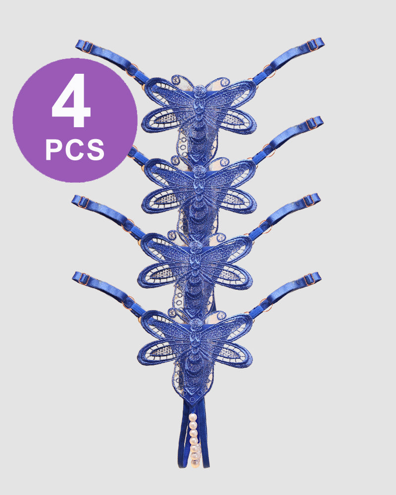 Perspective Pearl Crotchless Thong Panty Set