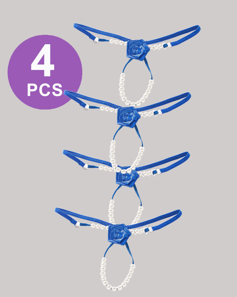 Pearl Rose See-Through  Thong Panty Set