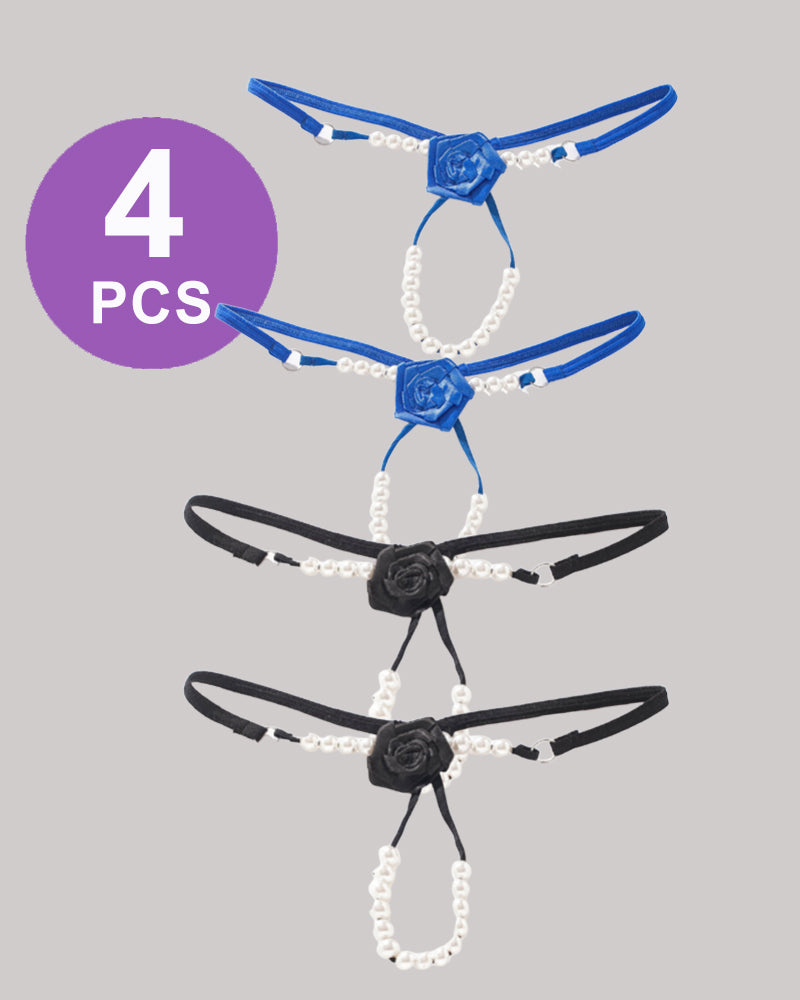 Pearl Rose See-Through  Thong Panty Set