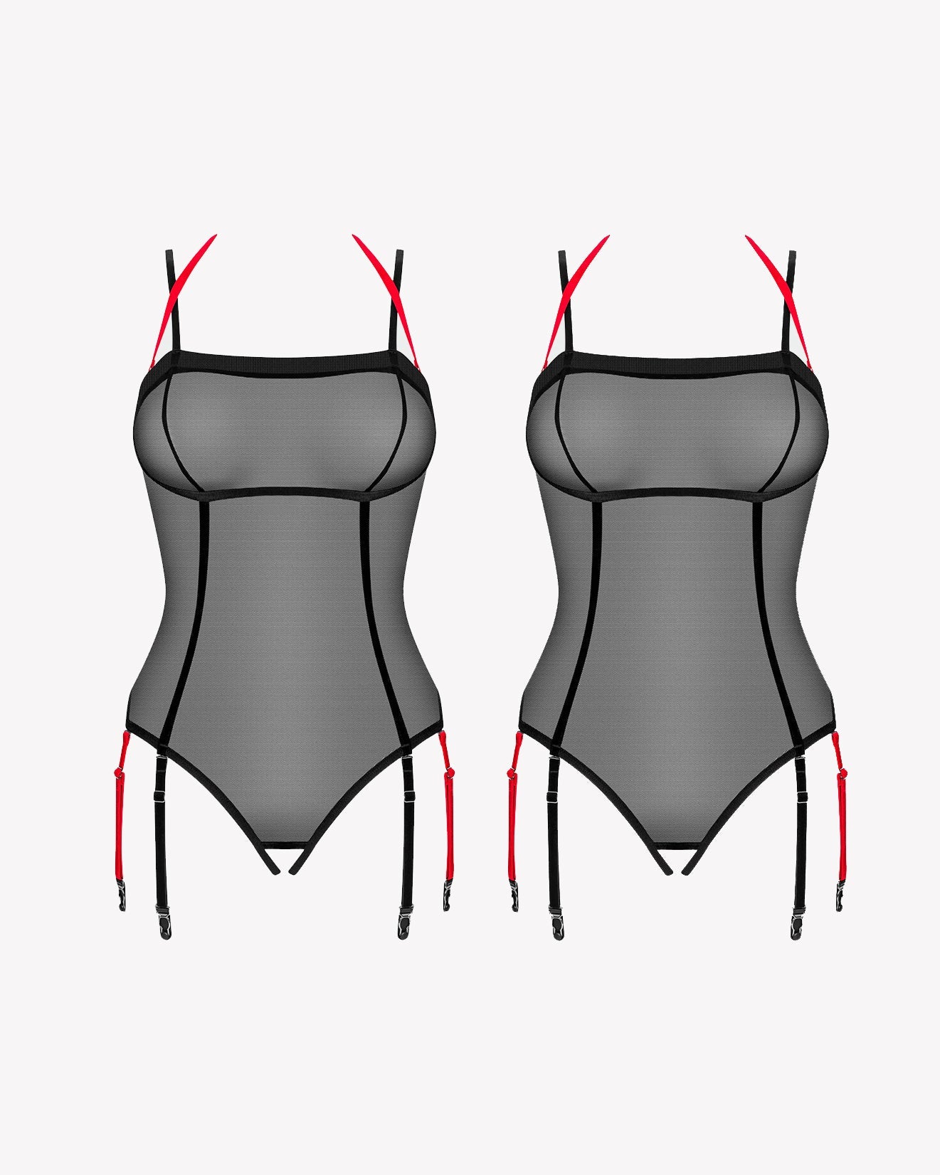 Crotchless Sheer Mesh Tulle Teddy