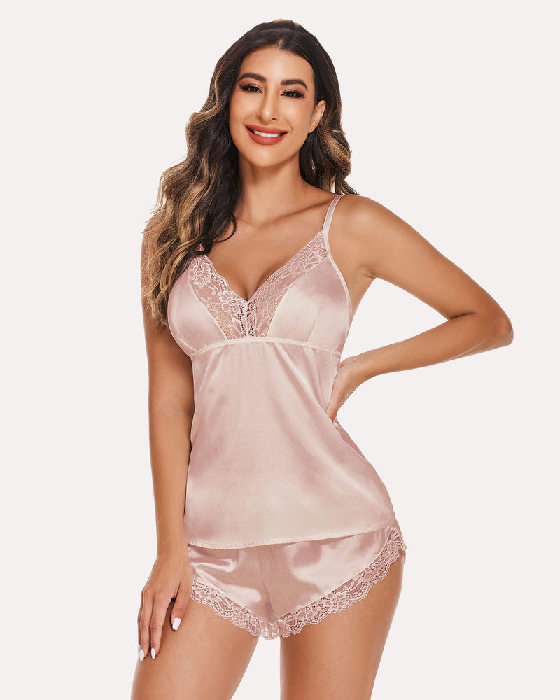 FPrint Lace Satin Pajamas Set