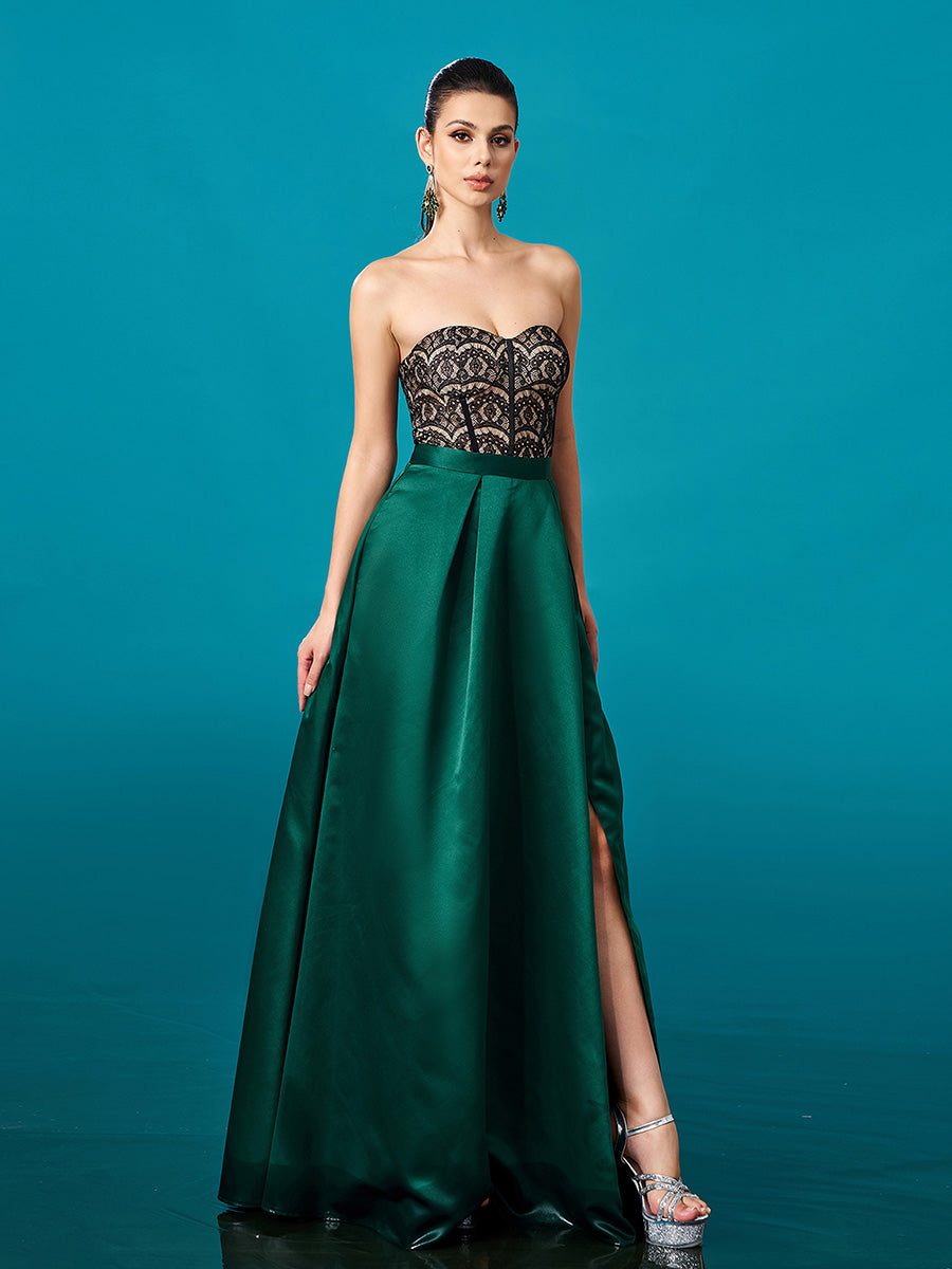 Lace Strapless Ball Gown Formal Dress