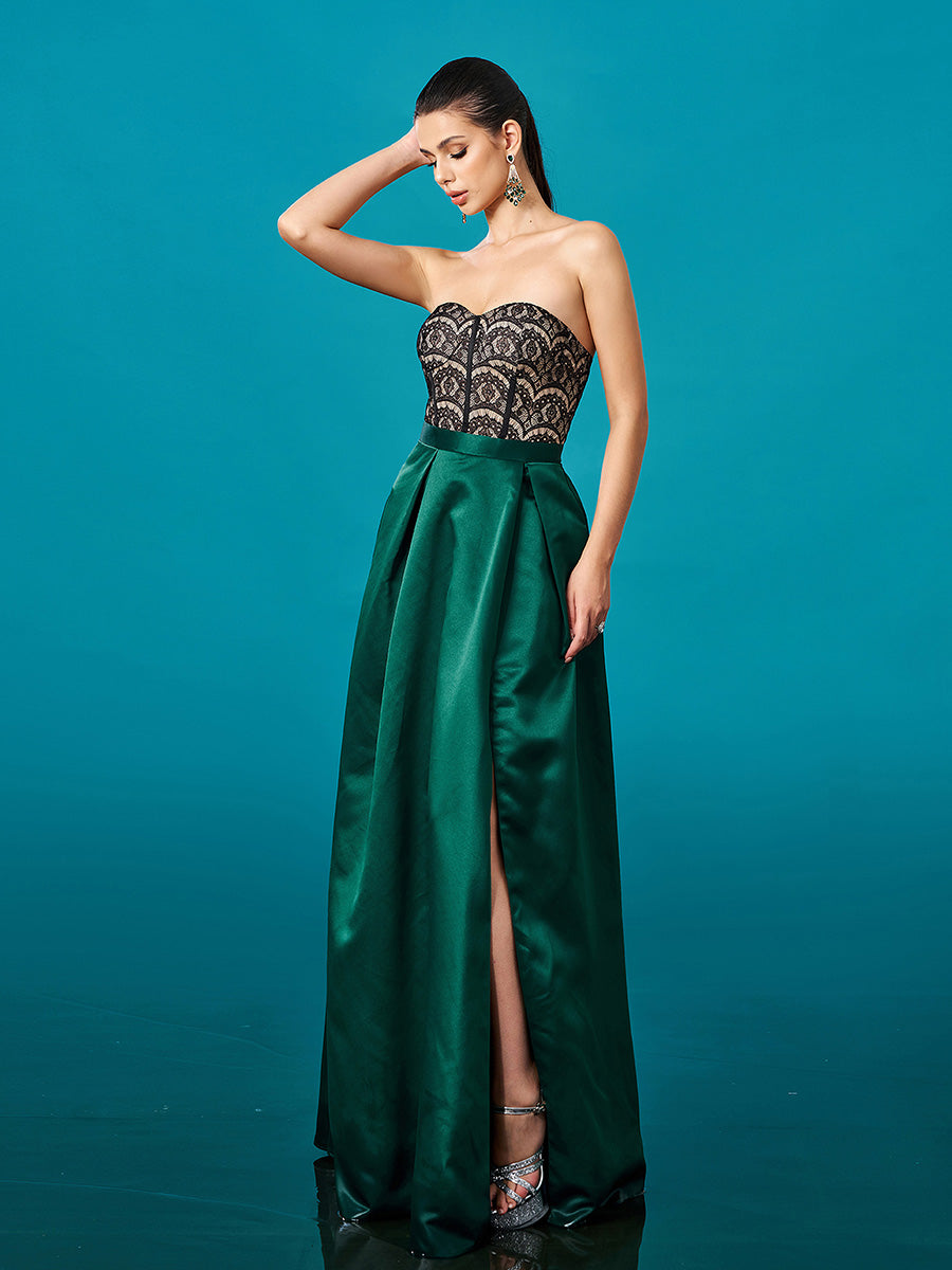 Lace Strapless Ball Gown Formal Dress