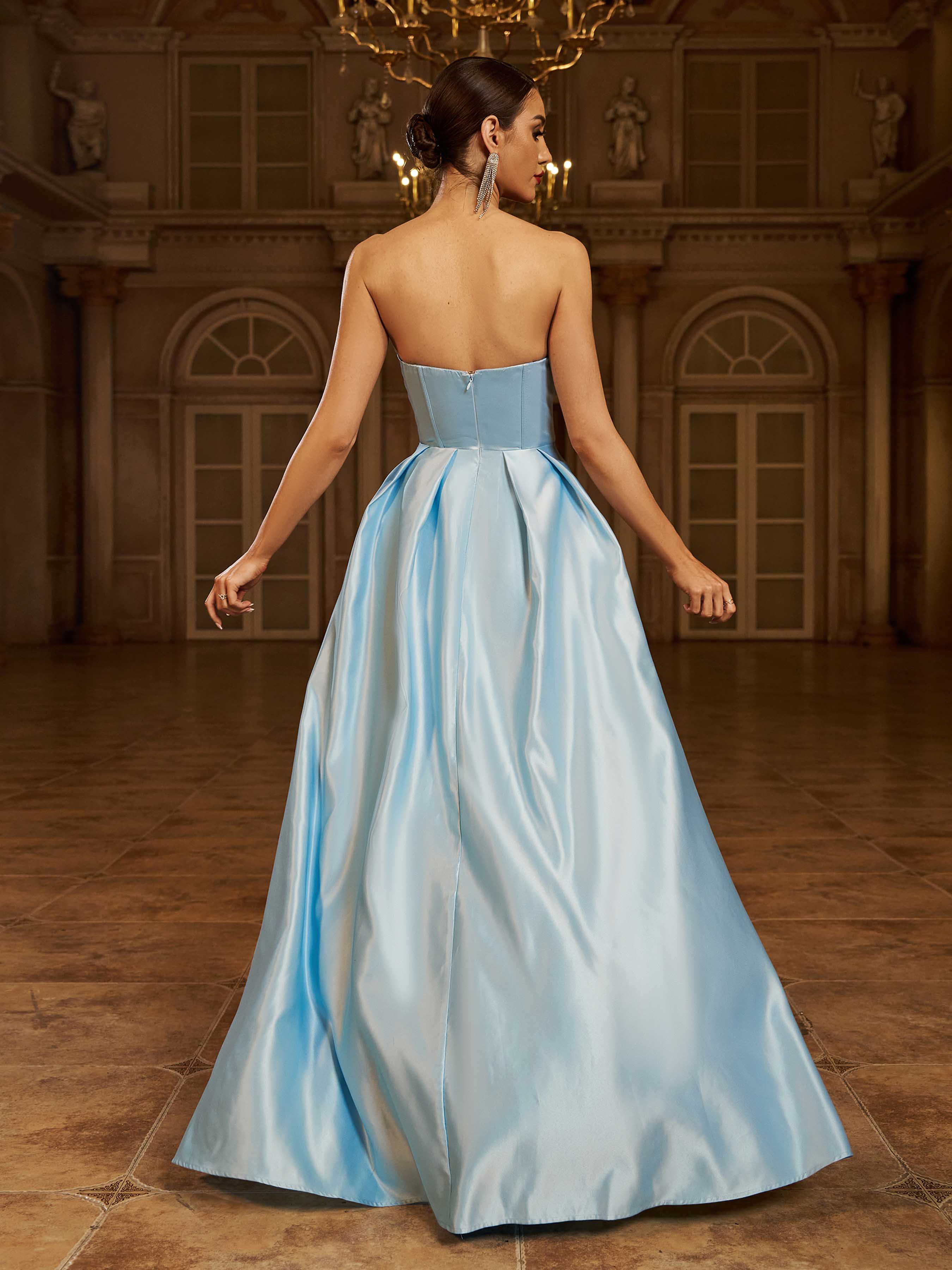 Luxury Corset Strapless A-line Prom Dress