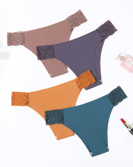 4 Pcs Set Contrast Lace Cut Out Side Panty
