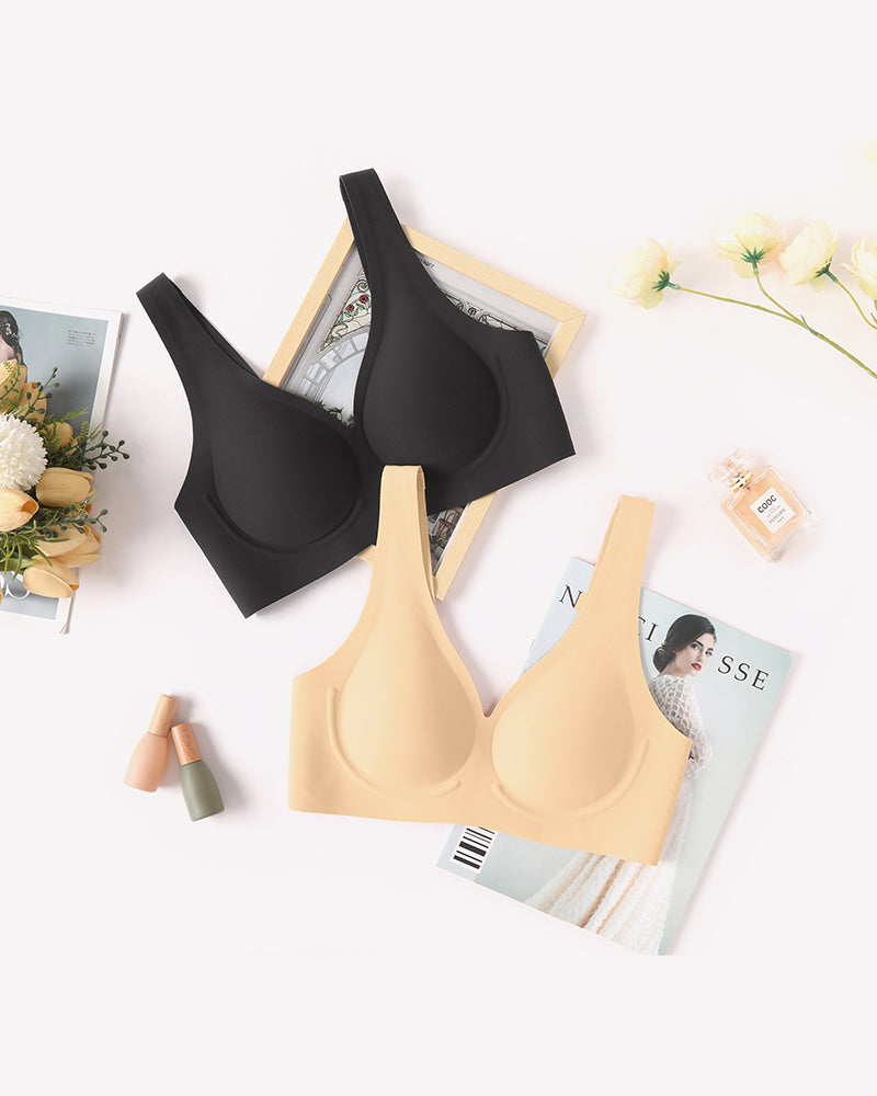 Seamless Bralette Full Coverage V Neck Bras