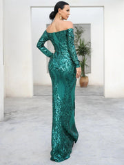 Off Shoulder Sequin Prom Dress