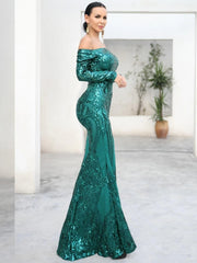 Off Shoulder Sequin Prom Dress