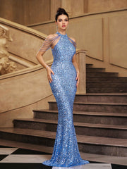 Lightblue Shimmer Elegant Cocktail Dress