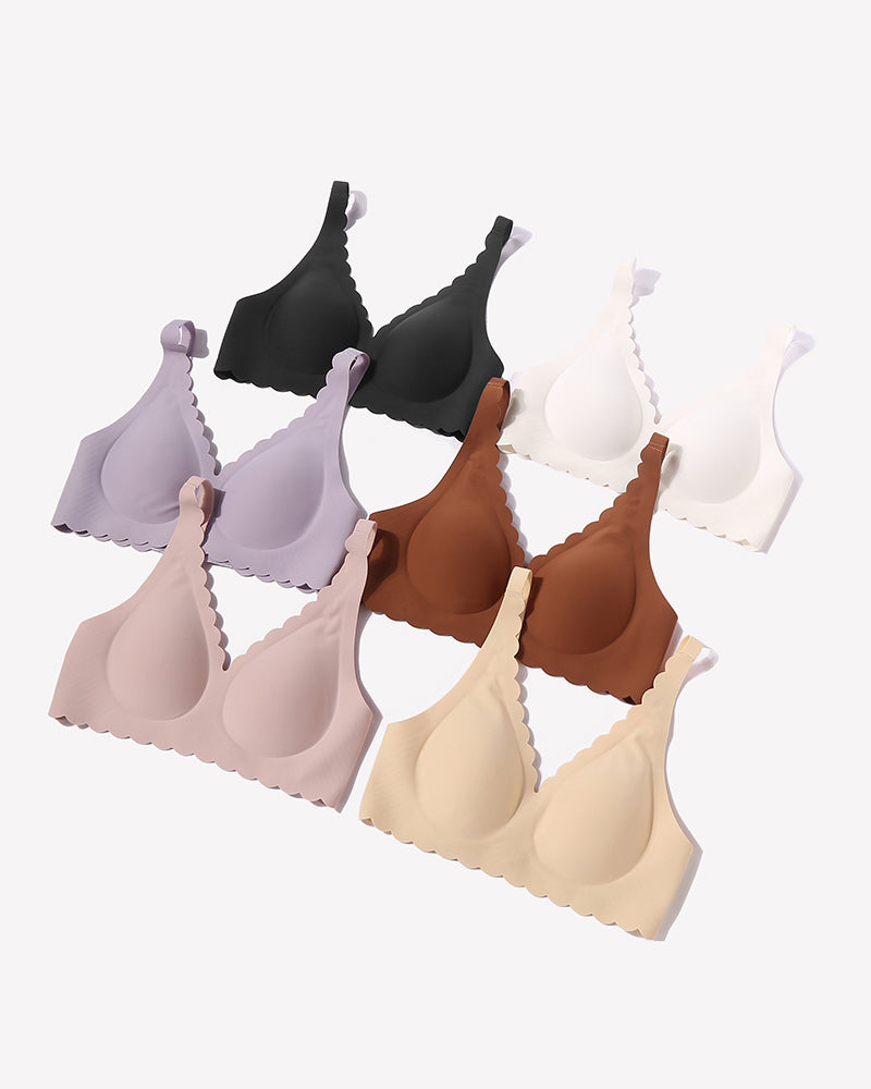 Wireless V Neck Seamless Full Coverage Bra