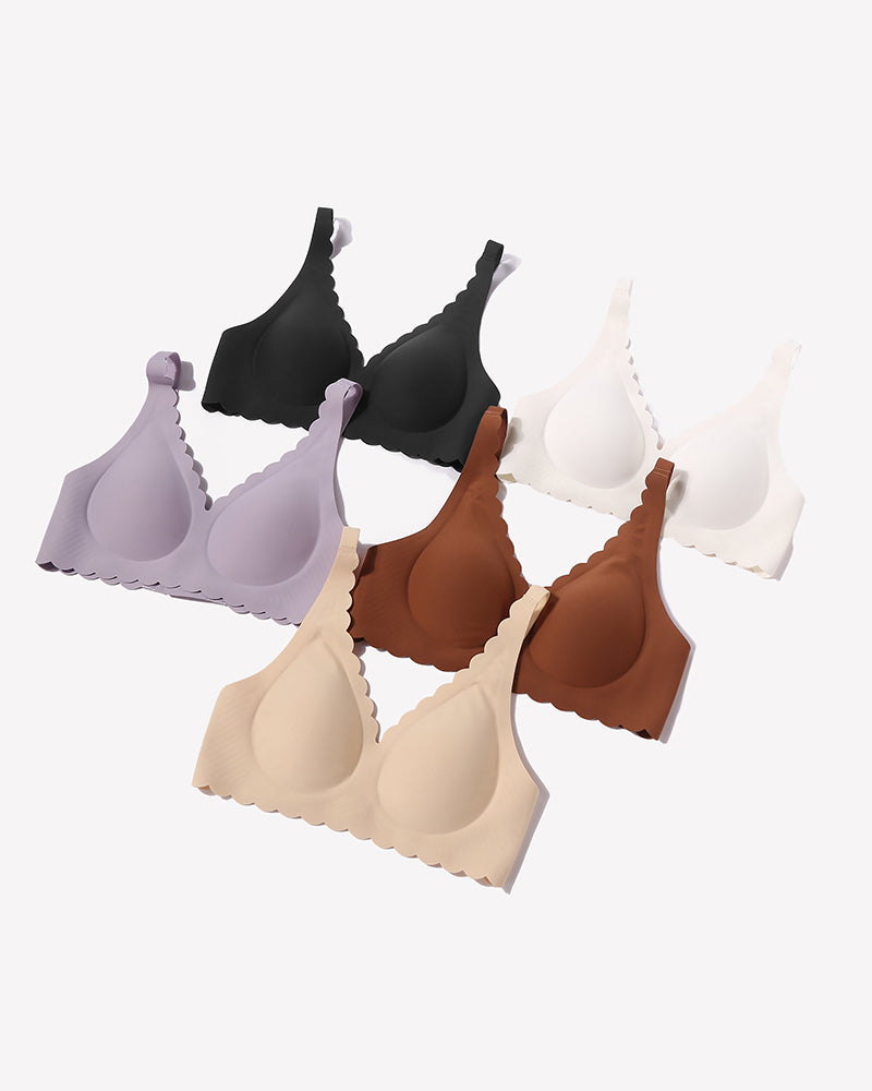 Wireless V Neck Seamless Full Coverage Bra
