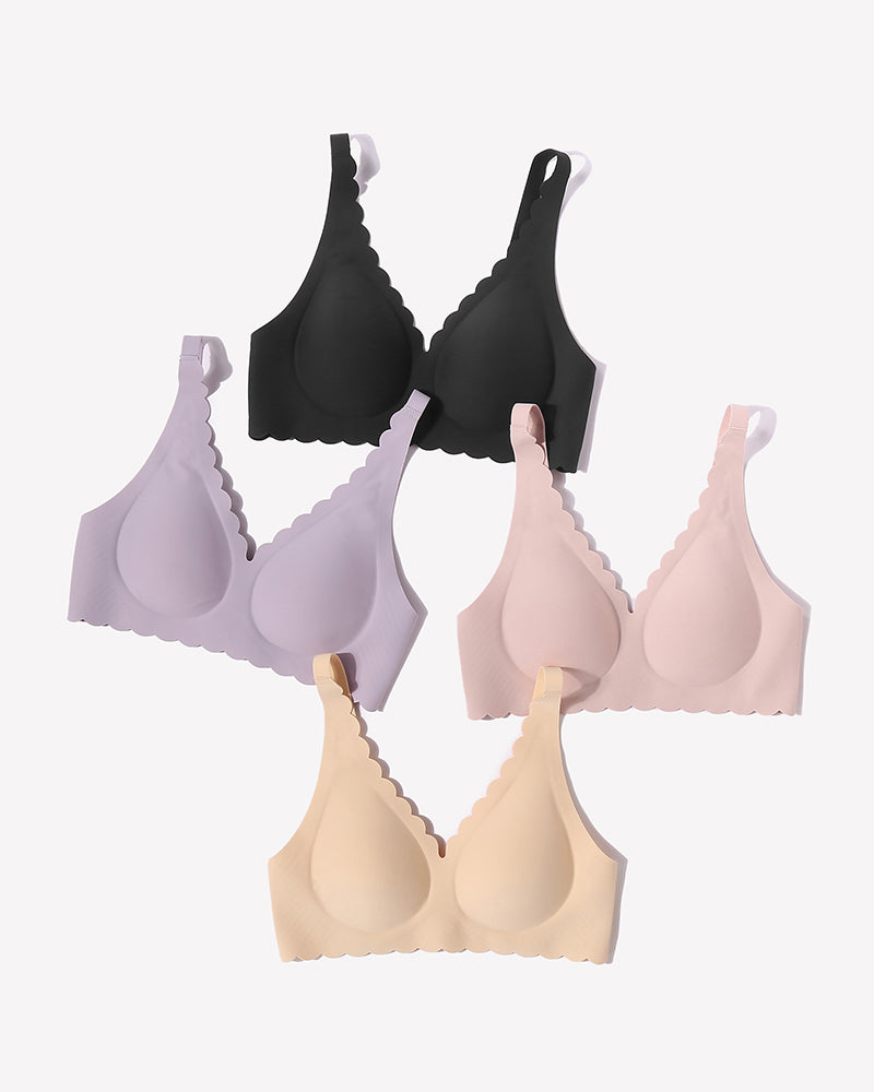 Wireless V Neck Seamless Full Coverage Bra