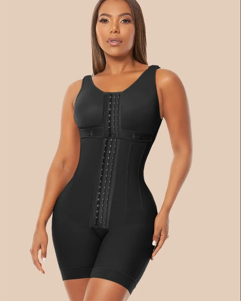 Cross Back Support Mid Length With Snap Button Shapewear