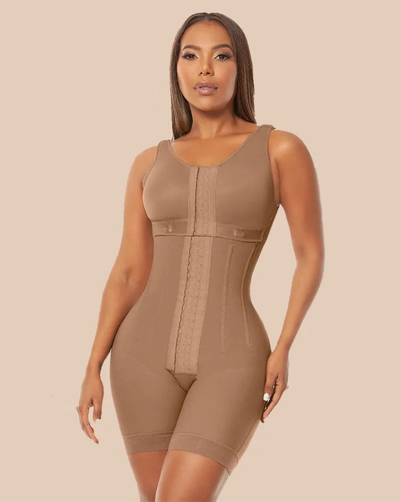 Cross Back Support Mid Length With Snap Button Shapewear