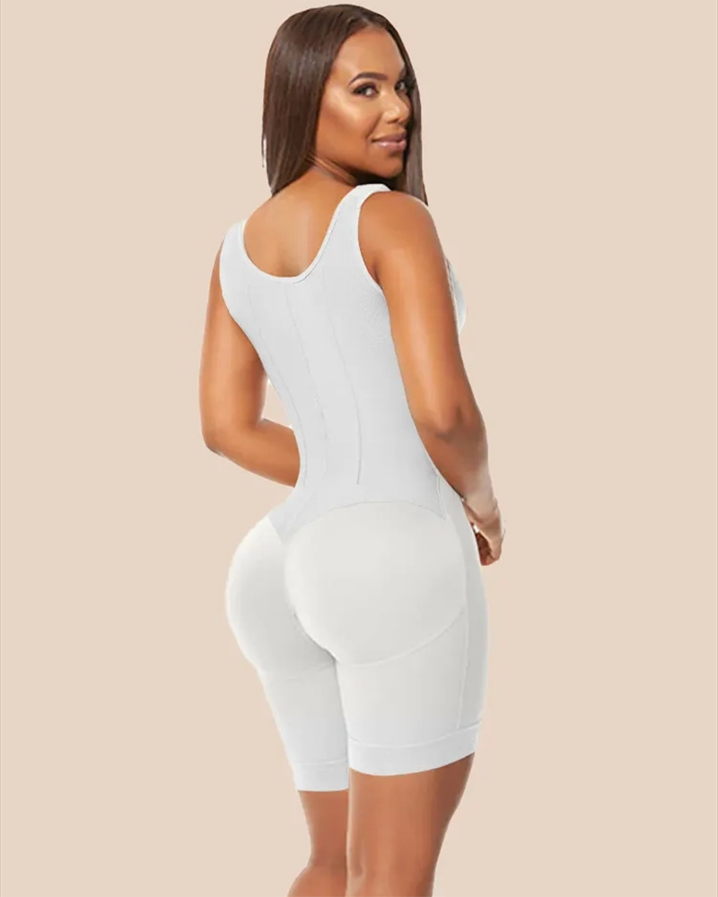 Cross Back Support Mid Length With Snap Button Shapewear