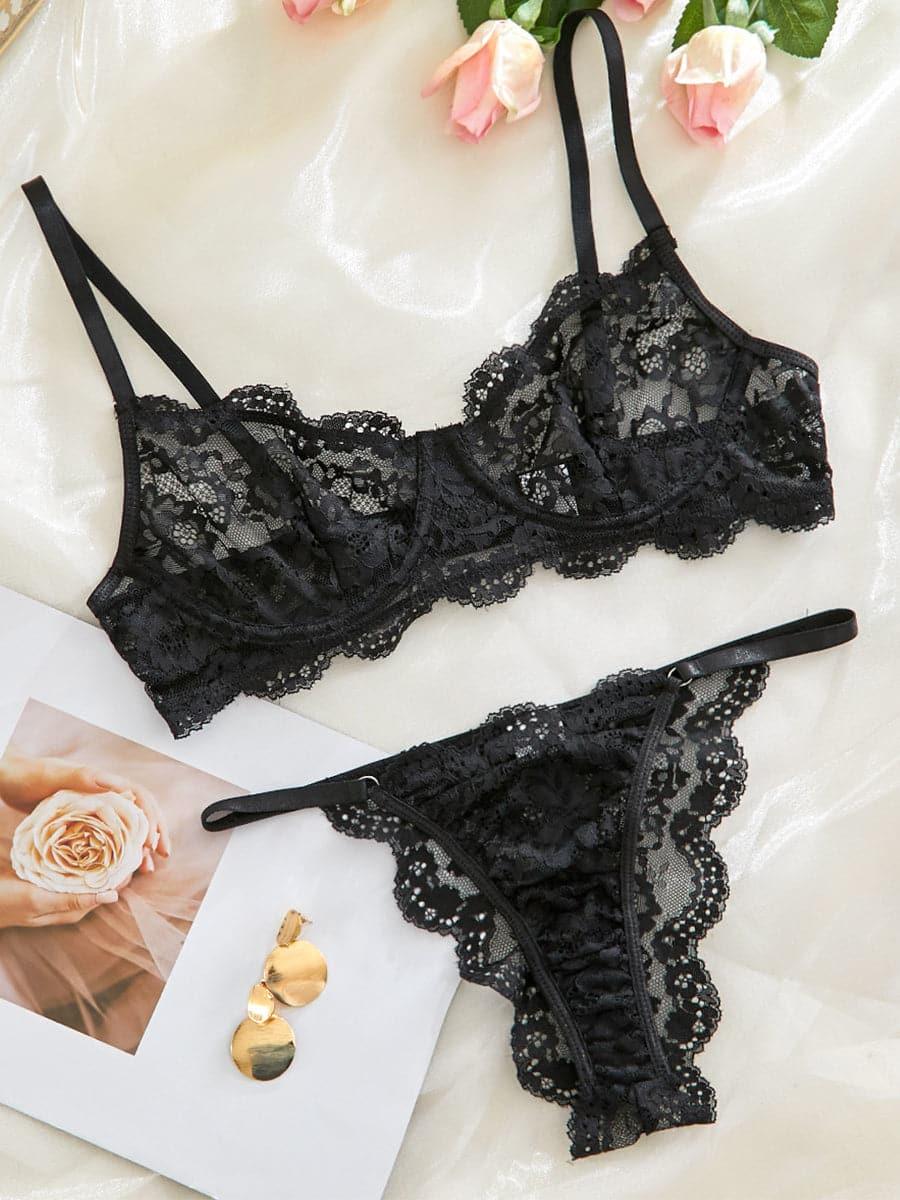 Lace See Through Lingerie Set