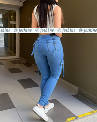 Light Blue Skinny Cargo Jeans